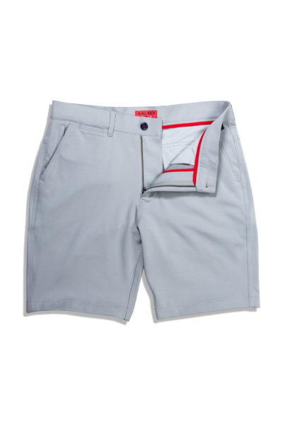 Breakwater Sport Short 9" inseam flat front open image, color stripe warm grey