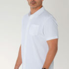 PI3036 liquid cotton pima button down shirt on model side view color white