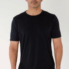 PI3039 liquid cotton pima tee on model front view color black