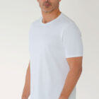 PI3039 liquid cotton pima tee on model side view color white