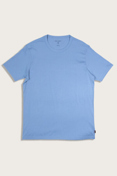 PI3039 Liquid Pima Crewneck tee, flat front image, color cadet blue
