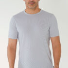 PSM3039 San Miguel Pima cotton crewneck tee on model front view color fog/white