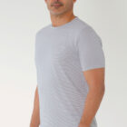 PSM3039 San Miguel Pima cotton crewneck tee on model side view color fog/white
