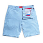 Breakwater Sport Short 9inch inseam front open view color Stripe Marlin Blue