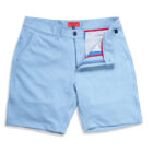 breakwater sport short 8" inseam flat front open image, color stripe marlin blue