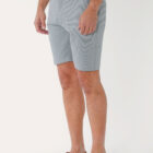 On model picture of BM1056 Breakwater Sport short 9" inseam, side view of Stripe Charcoal