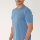 PI3039 liquid cotton pima tee on model side view color cobalt