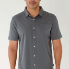 PI3036 liquid cotton pima button down shirt on model side view color Nickle