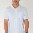 PI3036 liquid cotton pima button down shirt on model front view color white