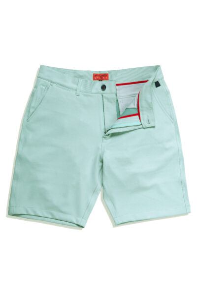 Breakwater Sport Short, front flat open view, color Stripe Emerald