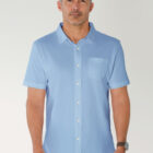 Liquid PIma Cotton Button Down shirt, on model cadet blue image